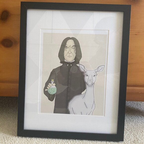 LIKE NEW! Etsy Framed Harry Potter Severus Snape & Doe Patronus Artwork - Picture 1 of 5